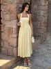 Womens' Spring/Summer 2026 Casual European & American Halter Neck Waist-Cinching Solid Color Dress