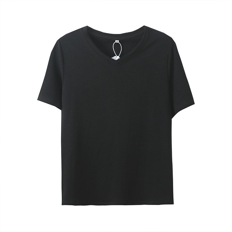 

Shoulder Easiest for Match Pure Color Short Sleeve T-Shirt Plus Size Women s Clothing 100.00kg Plus Size Ladies Basic Loose Slim-Fit Casual Shirt Black V-Neck 4XL