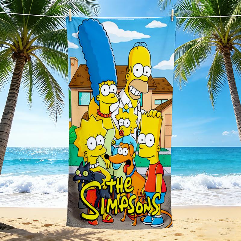 1Pc Simpsons Family Adventure Beach Towel, Quick Dry, Multi-Use for Beach Pool Gym Yoga Home Travel, Christmas, Halloween, Xmas Gift S921