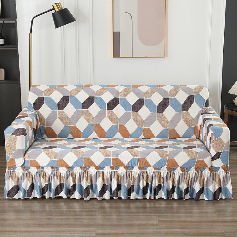 Printed Sofa Cover Stretch Couch Covers Patterned Slipcovers With Skirt Washable Spandex Furniture Protector For Living Room