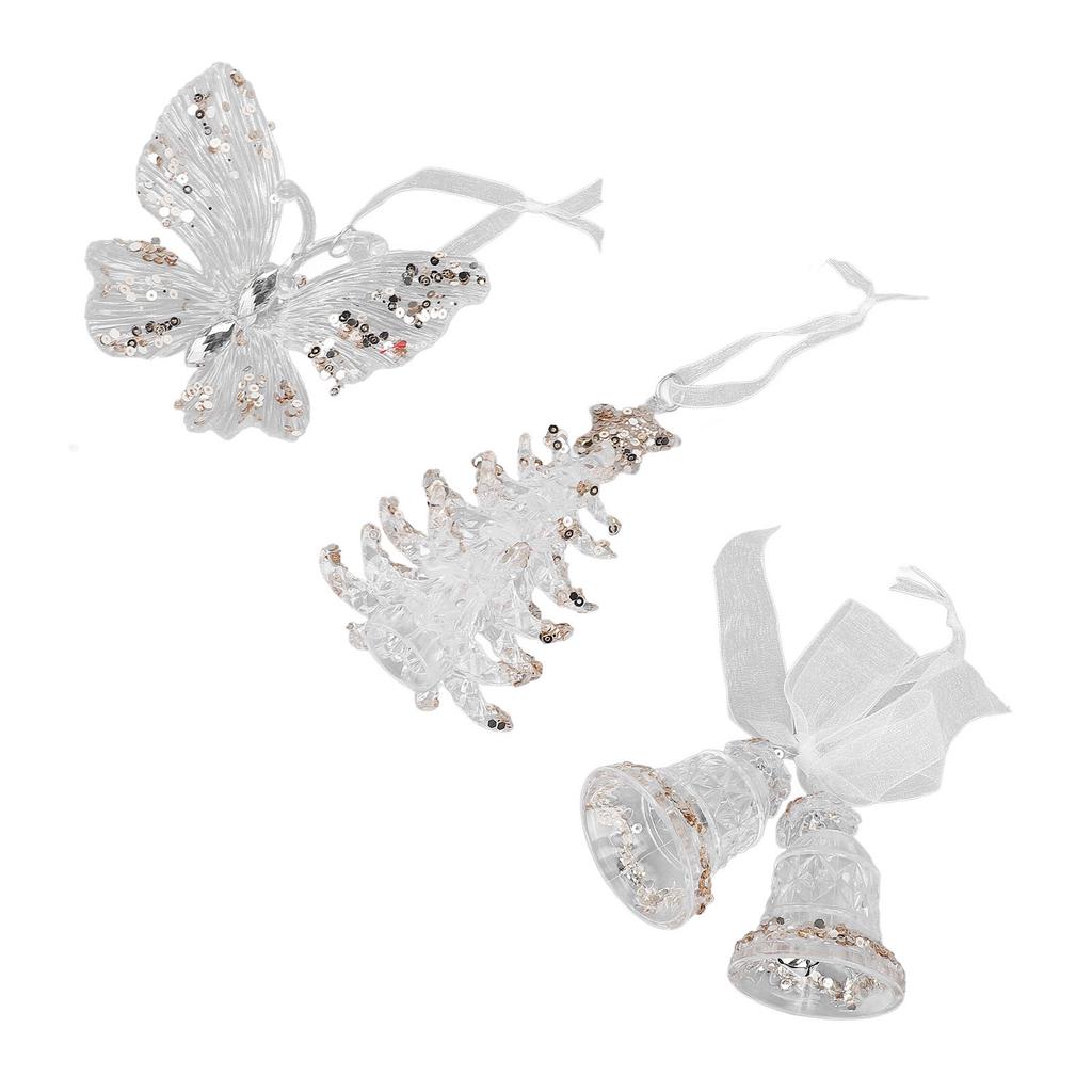 3pcs Xmas Bells Tree Ornament Xmas Theme Tree Hanging Decorative Pendant Set for Doorways