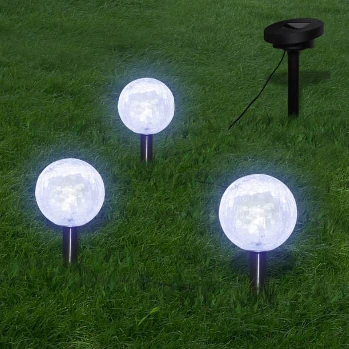 VidaXL 3x LED Solar Ball Lamp Outdoor Solar Garden Lighting 40870