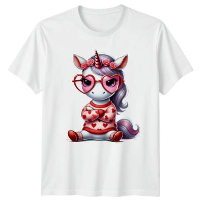 Unicorn Valentines Day Hearts Unisexs TShirt Unisexs Tee Graphic Top