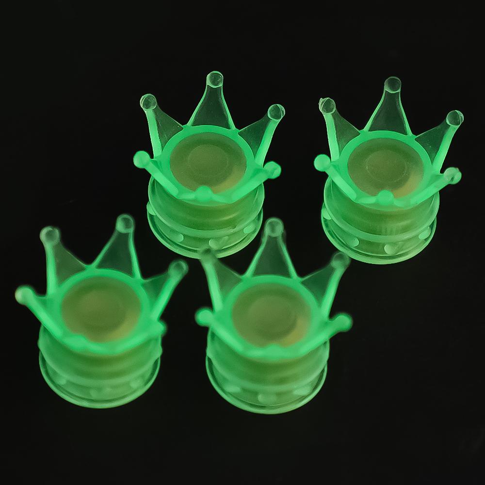 4/1KS Svítící korunky Krytky ventilků pneumatik pro auto motocykl kolo Dekorační krytky dříků Prachotěsné kryty Fluorescenční krytky