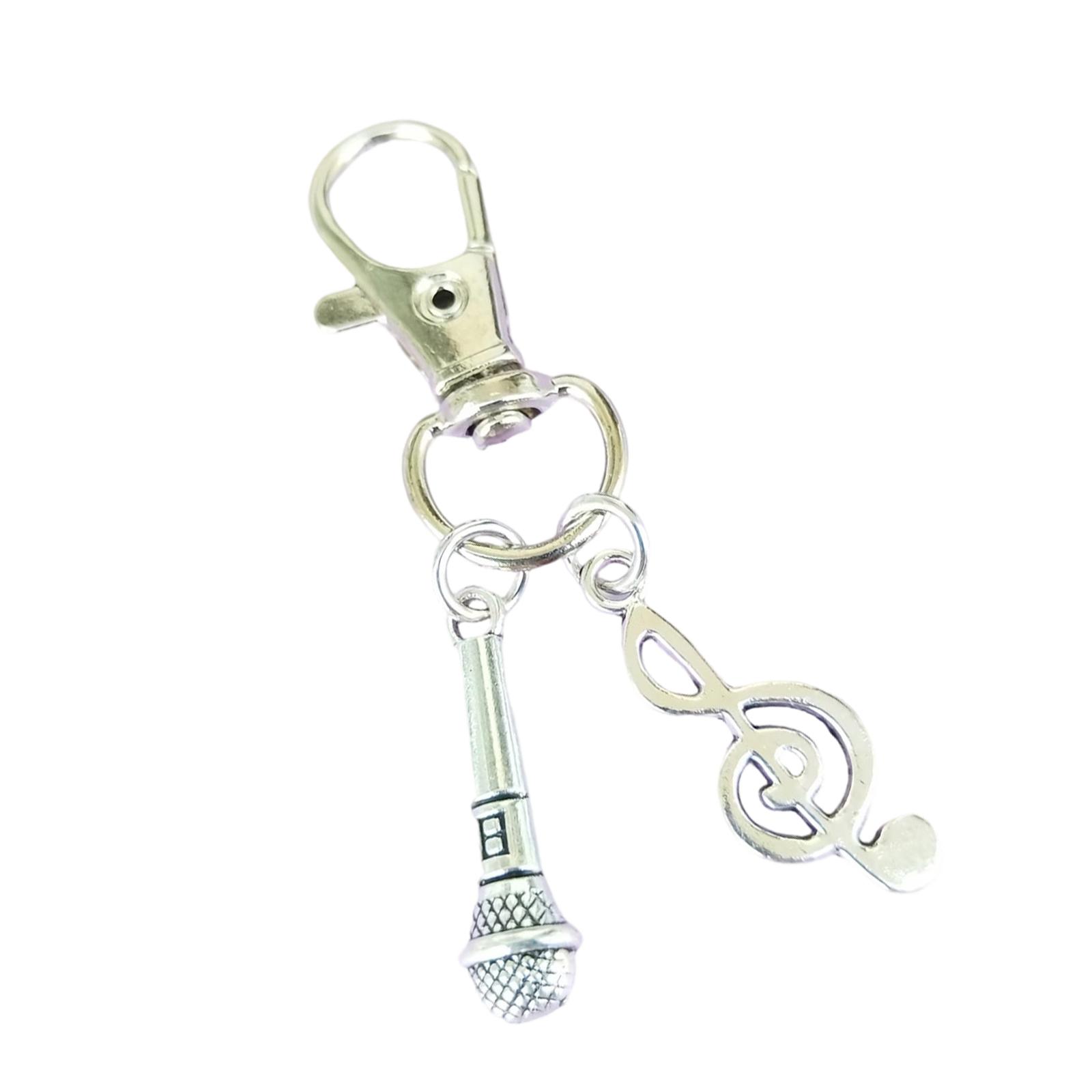 

Unique Hip Hop Styles Microphone And Note Pendant Keychain Ideal Accessory For Fashion Enthusiasts 1
