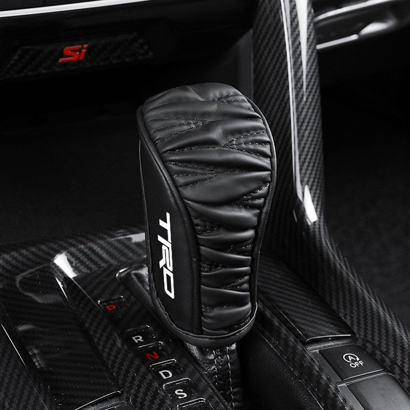Car Gear Shift Protector Cover Leather Car Shift Knob Cover For Toyota C-HR Camry TRD Crown GR Yaris RAV4 Mirai Prius Accessory