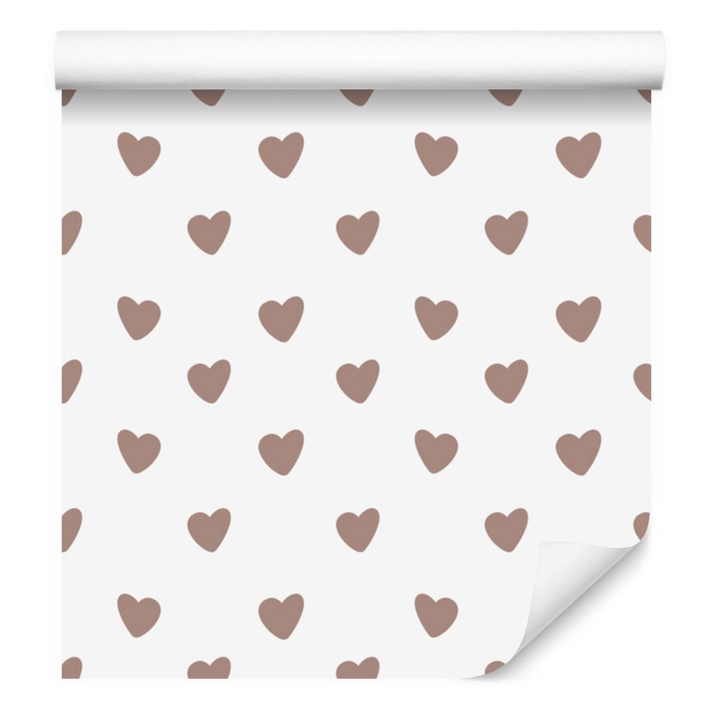 Heart Wallpaper White, Beige and Light Gray 50x1000