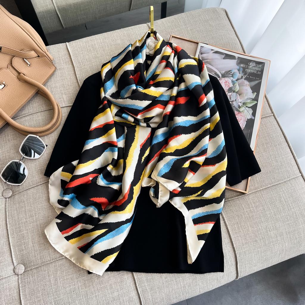 Eșarfă de primăvară pentru femei, design de lux, eșarfă de mătase netedă, eșarfă moale musulmană cu bandă de susținere, șal de plajă 90x180cm