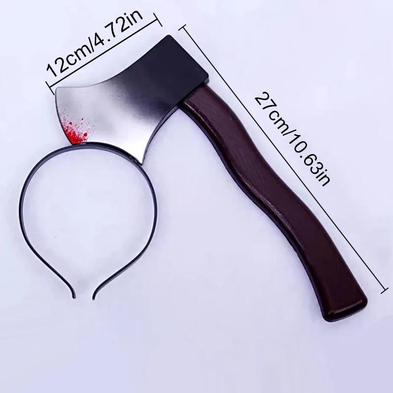 Halloween Party Horror Hair Bands Fake Knife Axe Cleaver Scissor Headbands Through Head Scary Masquerade Costume Photobooth Prop