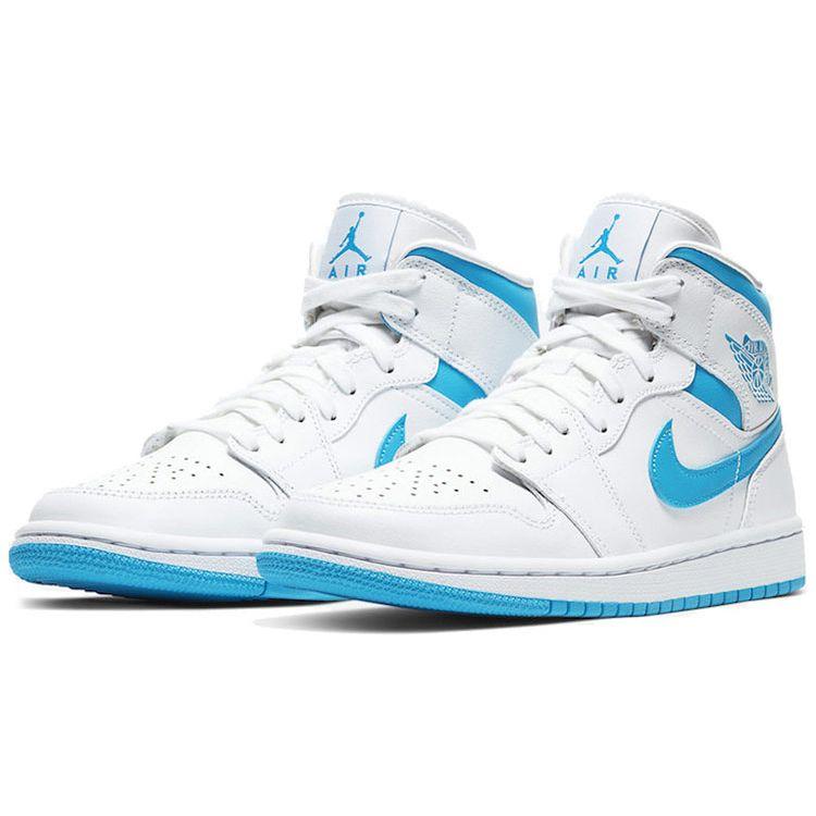 Air Jordan 1 Mid UNC Women Sneakers White Carolina-Blue BQ6472-114