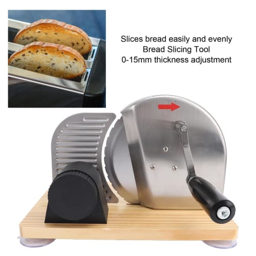 Manual Bread Slicer, Adjustable Thickness Hand-Crank Bread Slicer for Homemade Sourdough, Evenly Slices, Manual Rotating Bread Slicer for Butter Sausa