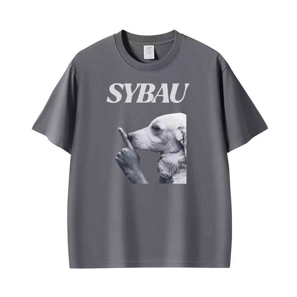 Funny Sybau Dog Shush Meme Graphic T Shirt Unisex Unisex Summer Harajuku Fashion Tshirts Oversized Loose Casual 100 Cotton Tshirt