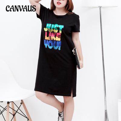 Spring and Summer Plus Size Women's Mid-length T-shirt Dress