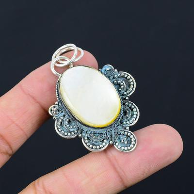 Mothers Day Deal Natural Mother Of Pearl Trendy New Pendant 925 Sterling Silver