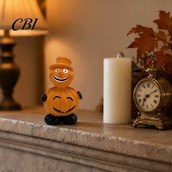 Eco-friendly Halloween Decor Pumpkin Figure Ornaments, Hand-Painted Resin Decorations with Unique Desktop Ornaments Expressions, Figurine for