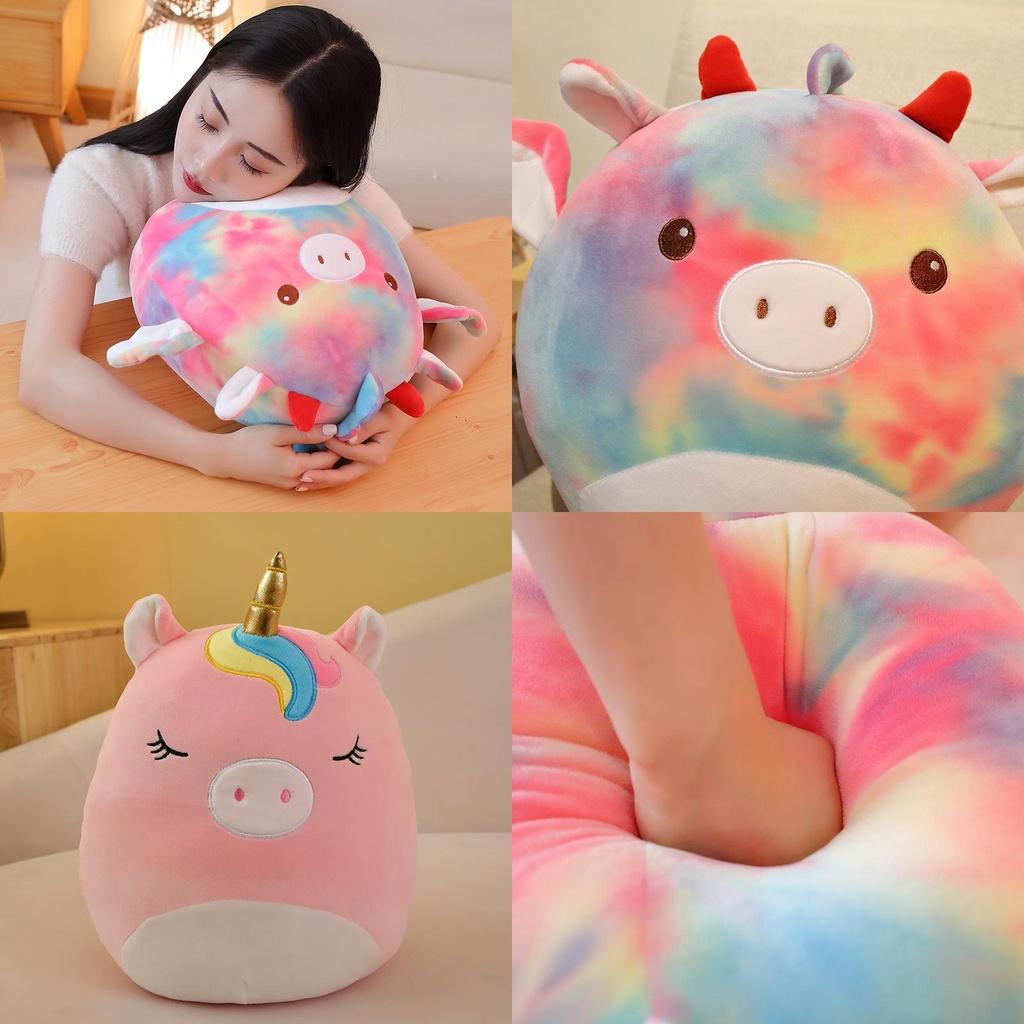 Cute Unicorn Plush Toy Bat Pillow For Kids Rainbow Pig Cat Cow And Bat Designs 35cm