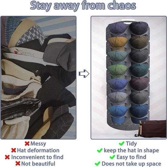 Baseball Hat Storage Bag Behind Door Wall Hat Holder Punch-free Large Capacity Anti-slip Baseball Cap Display Hanging Rack Neatly Arranged Cap