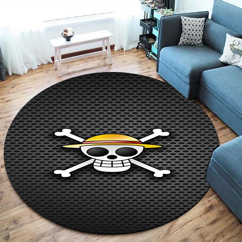 One Piece Strohoeden Piraten Rond Vloerkleed Tapijt Tapijt Voor Woonkamer Slaapkamer Bank Speelkamer Decor Antislip Vloermat