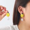 Colorful Dripping Oil Metal Ladybug Stud Earrings for Women Ladies Personality Design Imitation Pearl Pendant Earrings Jewelry