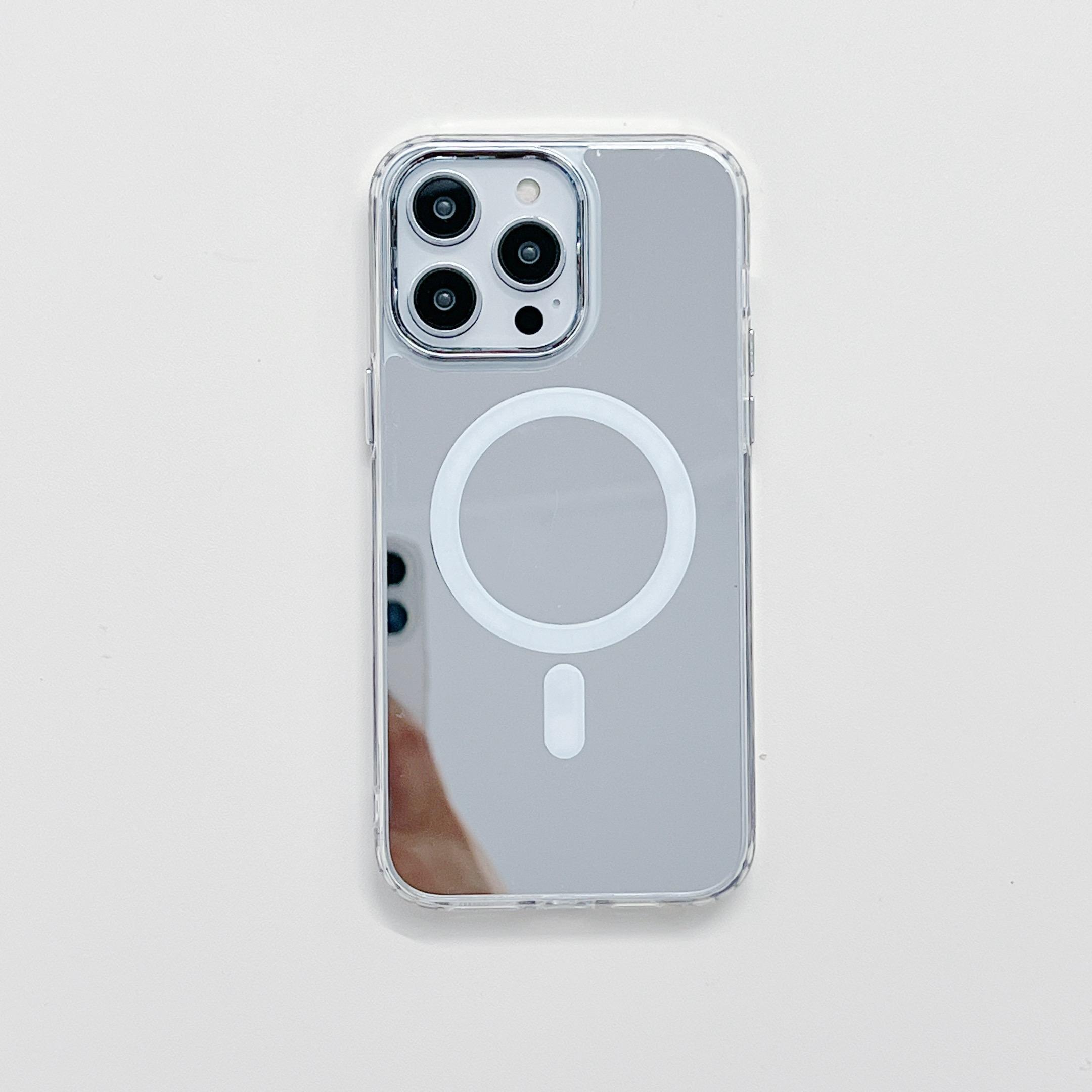 

Luxury Mirror Backplane Soft Frame Phone Case For iPhone 15 14 Plus 13 12 11 Pro Max Magnetic For Magsafe Wireless Charge Cover For iPhone 15 ProMax чистый