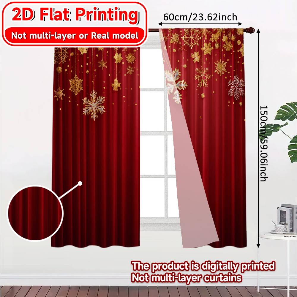 2D Flat Printing  2pcs Holiday Cheer Modern Curtain Fabric Versatile Polyester Curtains Holiday for Translucent digital printing