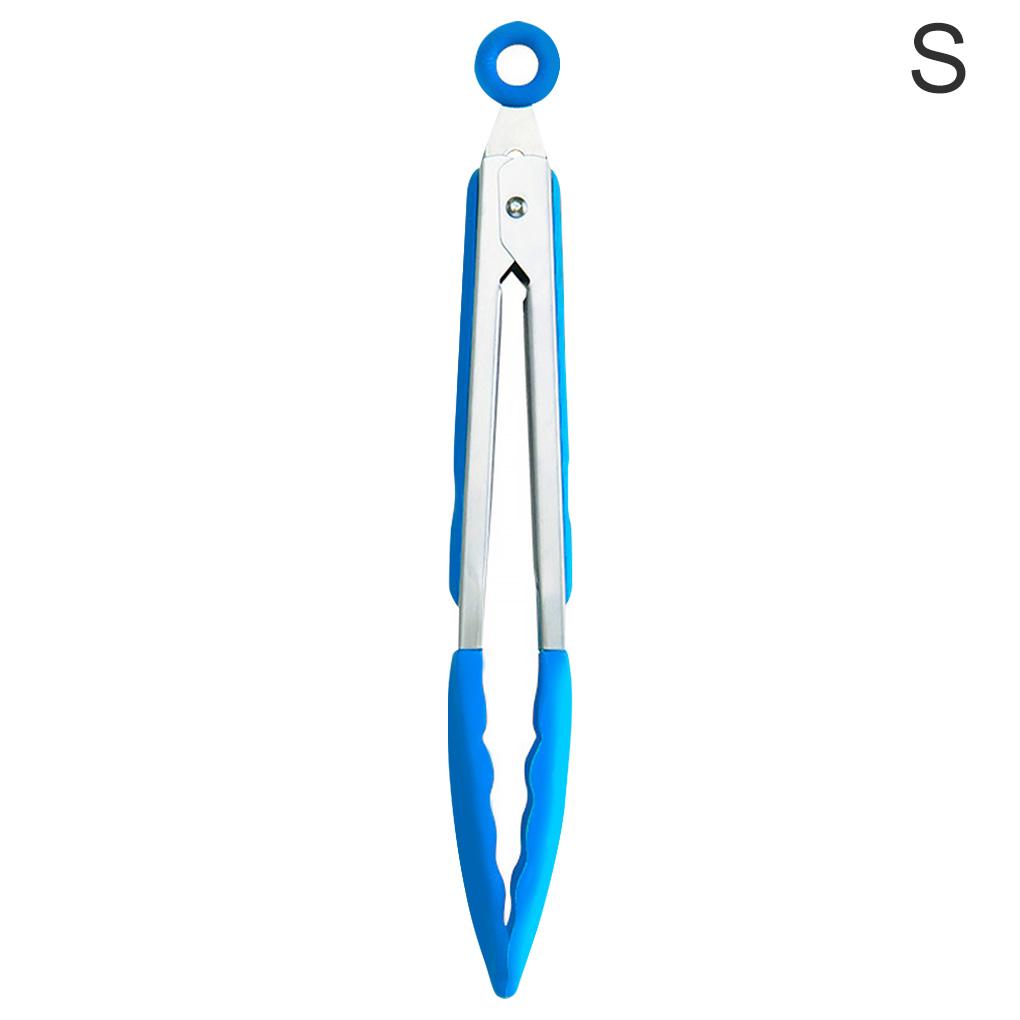 Kitchen Serving Tong Non Stick Silicone Clip Stainless BBQ Food Clamp for Cooking Grilling