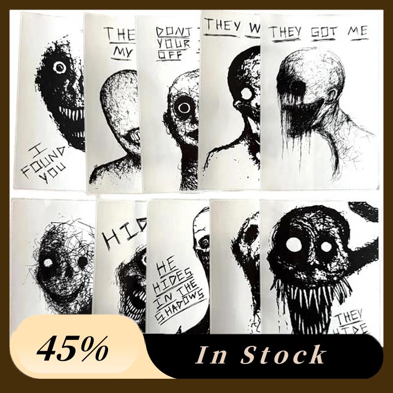 

A60zhorrifying Sketch Stickers 10-Pack Halloween Horror Ghost Stickers, Goth Spooky For Laptops Journals Water Bottles Amay
