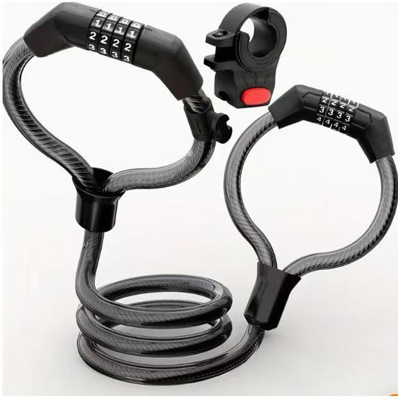 Mountain Bike Lock Portable Zinc Alloy Bicycle Lock High Security Thickened Cable Rope Antitheft 5 Digit Password Chain Lock Combination Lock чёрный