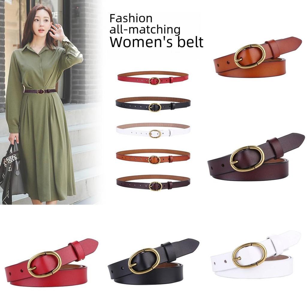 Minimalist Cowhide Belt For Women With Pin Buckle For Work And Weekend Use