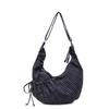 Women's Large Capacity Crossbody Bag Canvas Pleated Plaid Nylon Bag Commuter Shoulder Bag