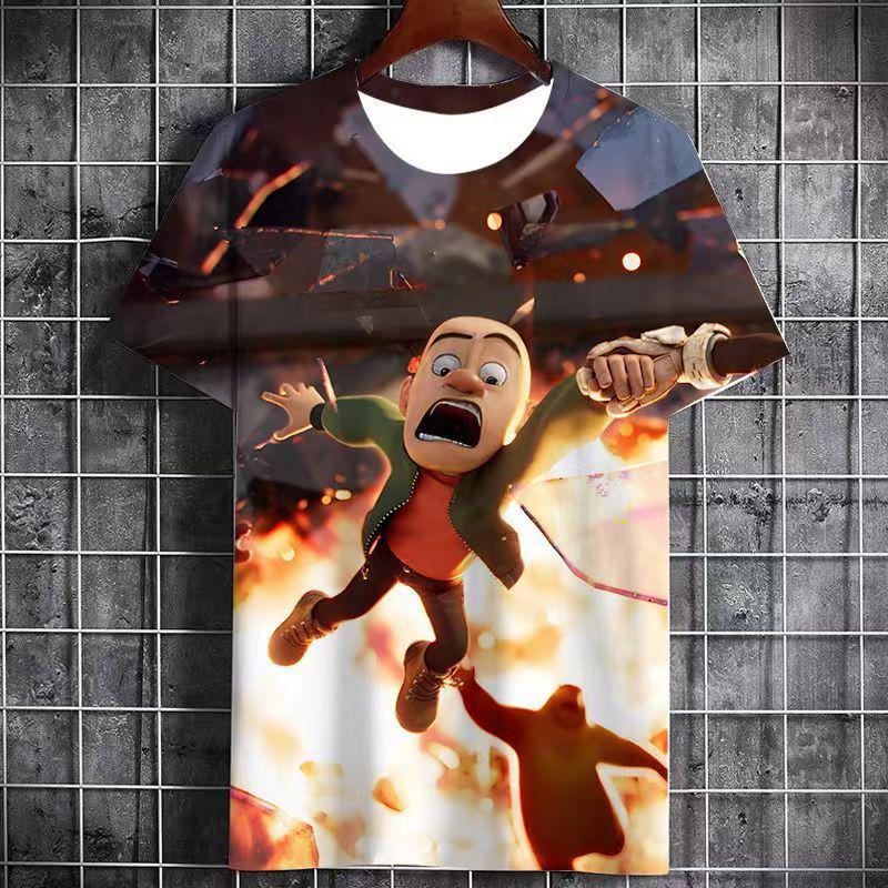 

Мальчиковая футболка с 3D-принтом мультяшного медведя, с коротким рукавом - Летний топ с круглым вырезом 150 cm