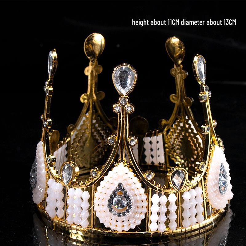 Children's Pearl Crystal Tiara Headband - Birthday Crown Cake Decoration and Adult Hair Accessory