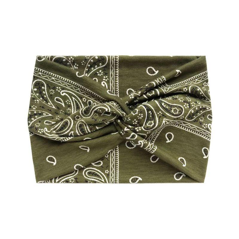 European and American Bohemian Elastic Cross Headband with Paisley Pattern and Knotted Design
