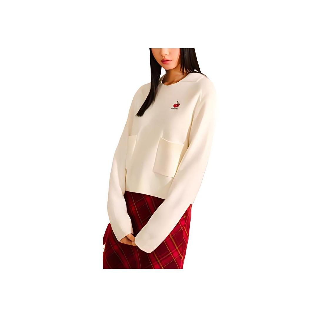 

Anta X Kirsh Collaboration Sports Lifestyle Series Good Things Happen Casual Simple Solid Color Loose Knit Sweater Women tops Ivory 962518712-2 XS