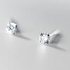Tiny Round Crystal Stud Earrings Claw Design 925 Silver Piercing Jewelry for Women Simple CZ Zircon Earring Female Gift