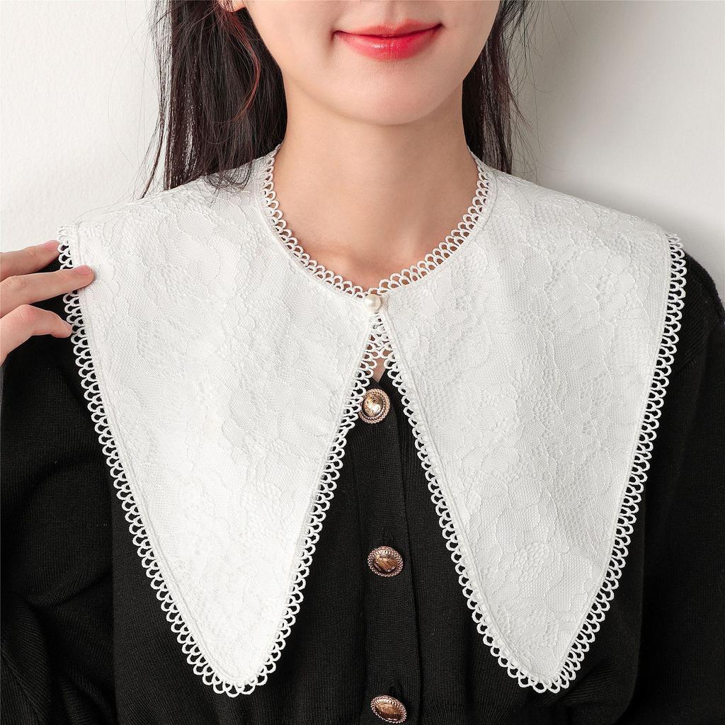 Falsche Kragen Schals für Damen Frühling Herbst Abnehmbares Hemd Abnehmbare Kragen Mädchen Spitze Schulterwickel Schal Falscher Kragen