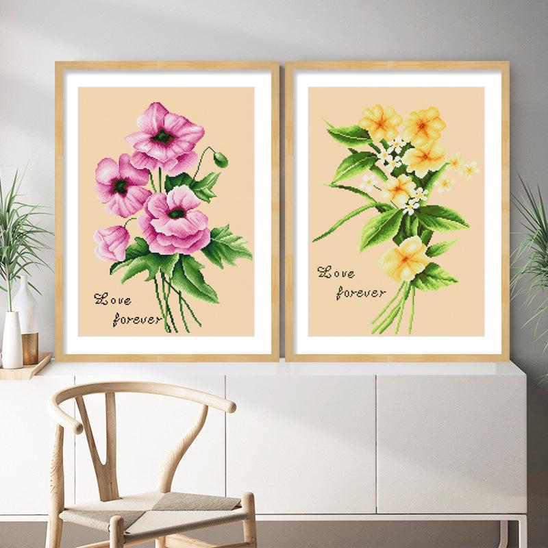 

2020 Набор для вышивания крестом с цветочным узором для гостиной и спальни - Современная минималистичная вышивка своими руками Eco Cotton - Elegant Scent 1 Pink Flower