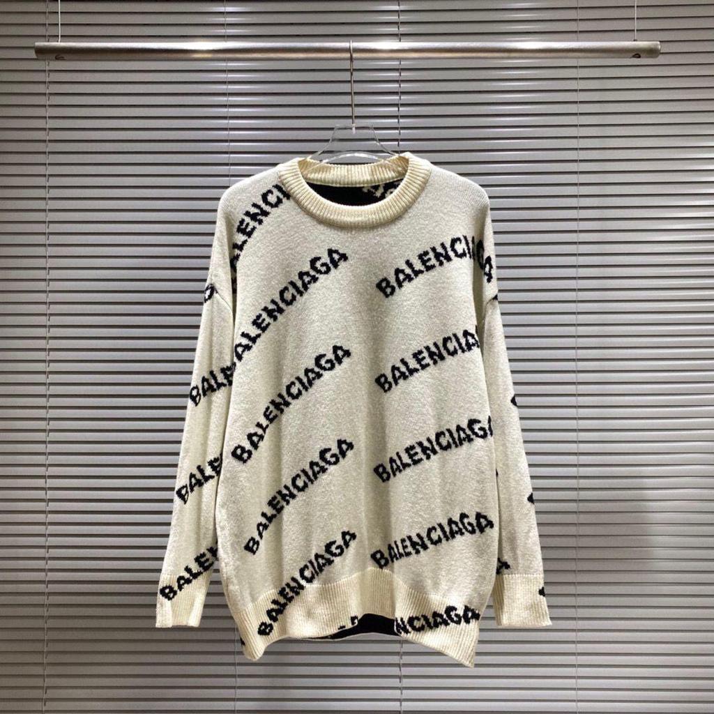 Unisex-Strickpullover mit Rundhalsausschnitt und Allover-Logo (Modelljahr 2025) – Lockere Passform, lässiger Stil