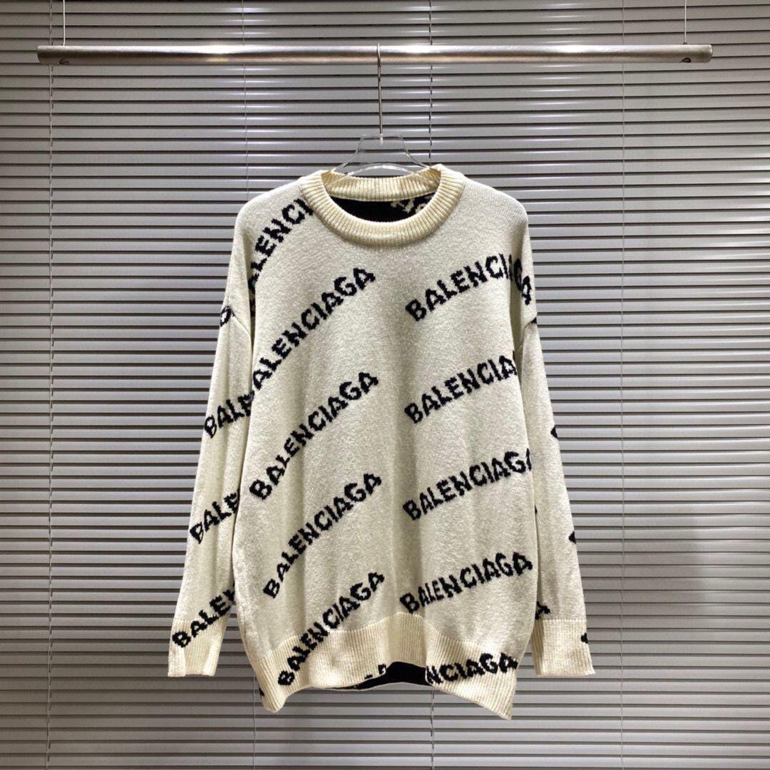 

Унісекс трикотажний светр з круглим вирізом та принтом логотипів по всій поверхні 2025 - Вільний крій, повсякденний стиль L (130-150 lbs recommended)