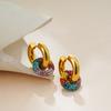 Exquisite Colorful CZ Hoop Earrings Stainless Steel with Cubic Zirconia Round Circle Ear Buckle Luxury Women Jewelry Party Gifts