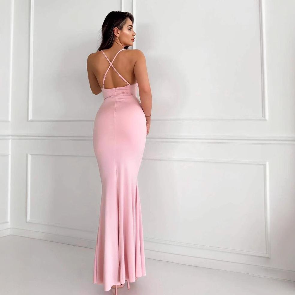 2025 Summer Women's Fashion Sexy Halter Bodycon Backless Dress