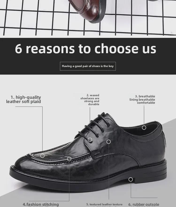 Men's Hand-Scratched Leather Shoes for Spring & Autumn - Business, Casual, Wedding, British & Korean Styles