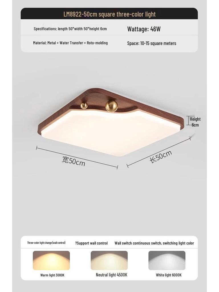 American Retro Walnut Ceiling Lamp: 2024 New Medieval Style for Living Room or Bedroom