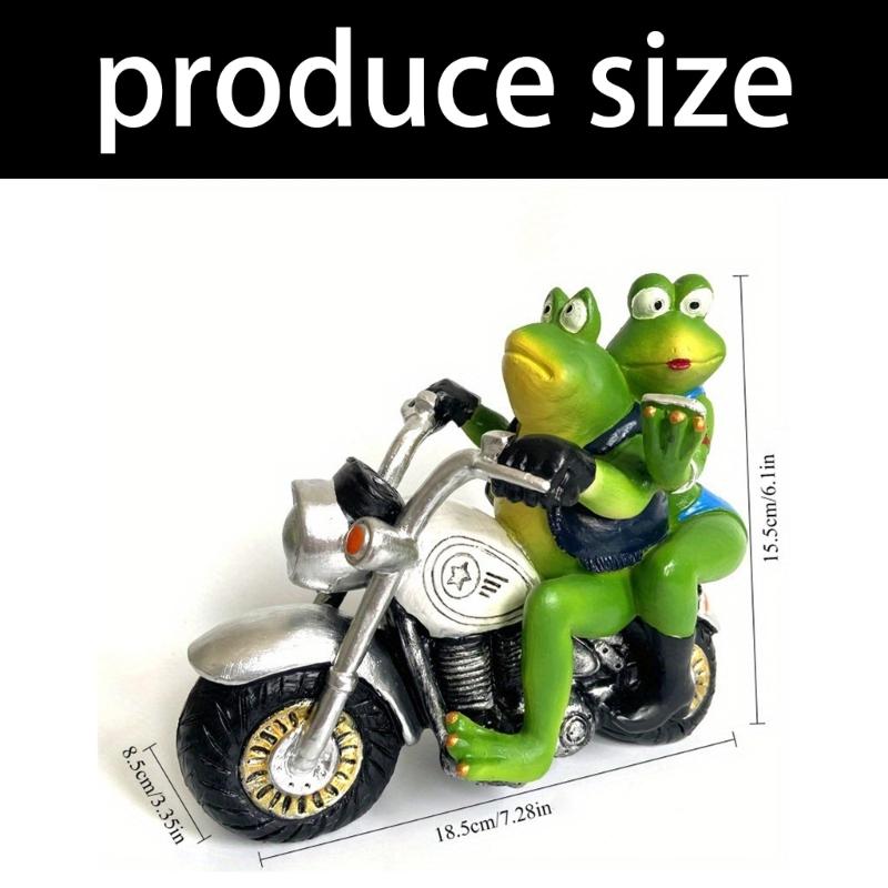 Artistic Bikers Frogs Figurine Resins Craft Motorcycle Frogs Statue Unique Desktop Shelf Garden Decoration Gift