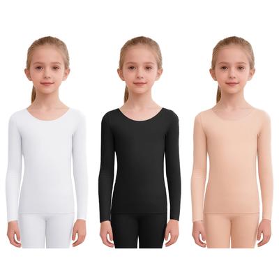 Meisjes Oefenkleding Thermisch Shirt: Hoog Comfort Naadloos Ontwerp, Trui met Lange Mouwen en Ronde Hals voor Dagelijkse Dans Opwarming