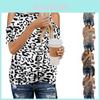 Stylish Women's Leopard Print T-shirt Featuring Cold Shoulder Design Perfect For Summer Wear