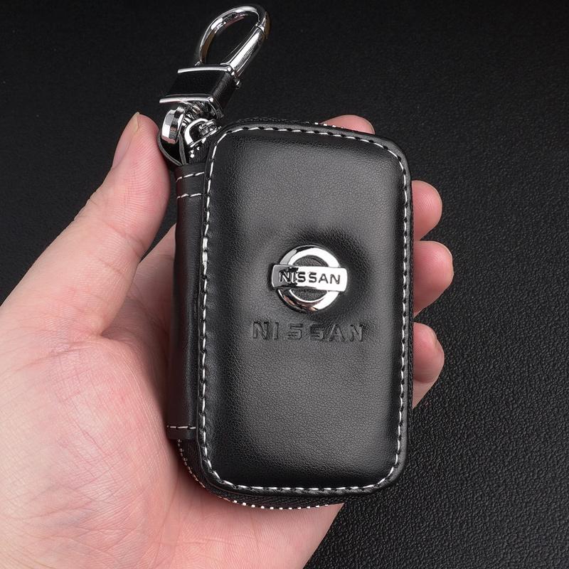 Mini Leather Car Key Case Cover Bag Protect Accessory For Nissan 350Z 370Z Altima Qashqai Serena Sylphy X-Trail Livina MARCH