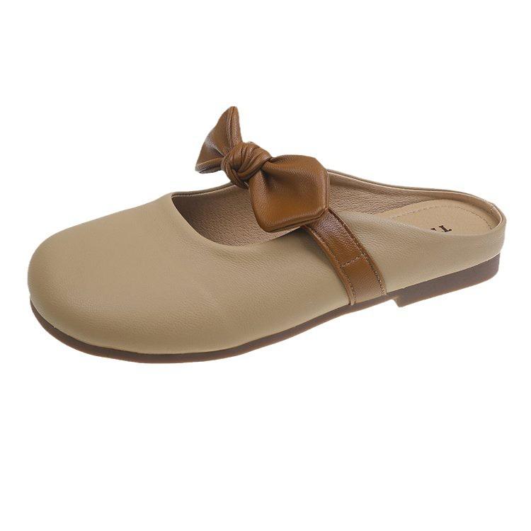Baotou slippers women's outer wear spring 2025 new French gentle bow one pedal lazy half slippers