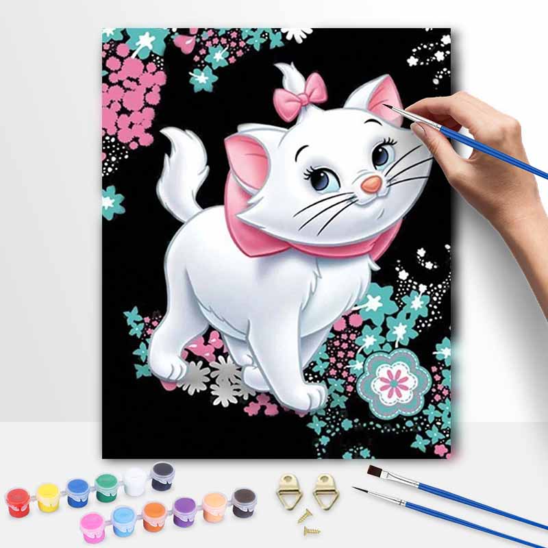 Disney Marie Cat Paint By Number Kit Number Drawing Canvas DIY Picture Home Decor Disney Cartoon Animal Art Set Crafts Wall Hanging Gift 20x30cm