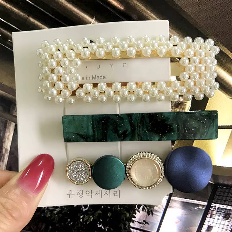 1Set Women Girls Elegant Pearls Hair Clips Sweet Headwear Hair Ornament Hairpins Barrettes Hairgrip Hair Accessories